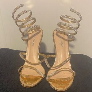 Fashion Nova Gold Spiral Heels